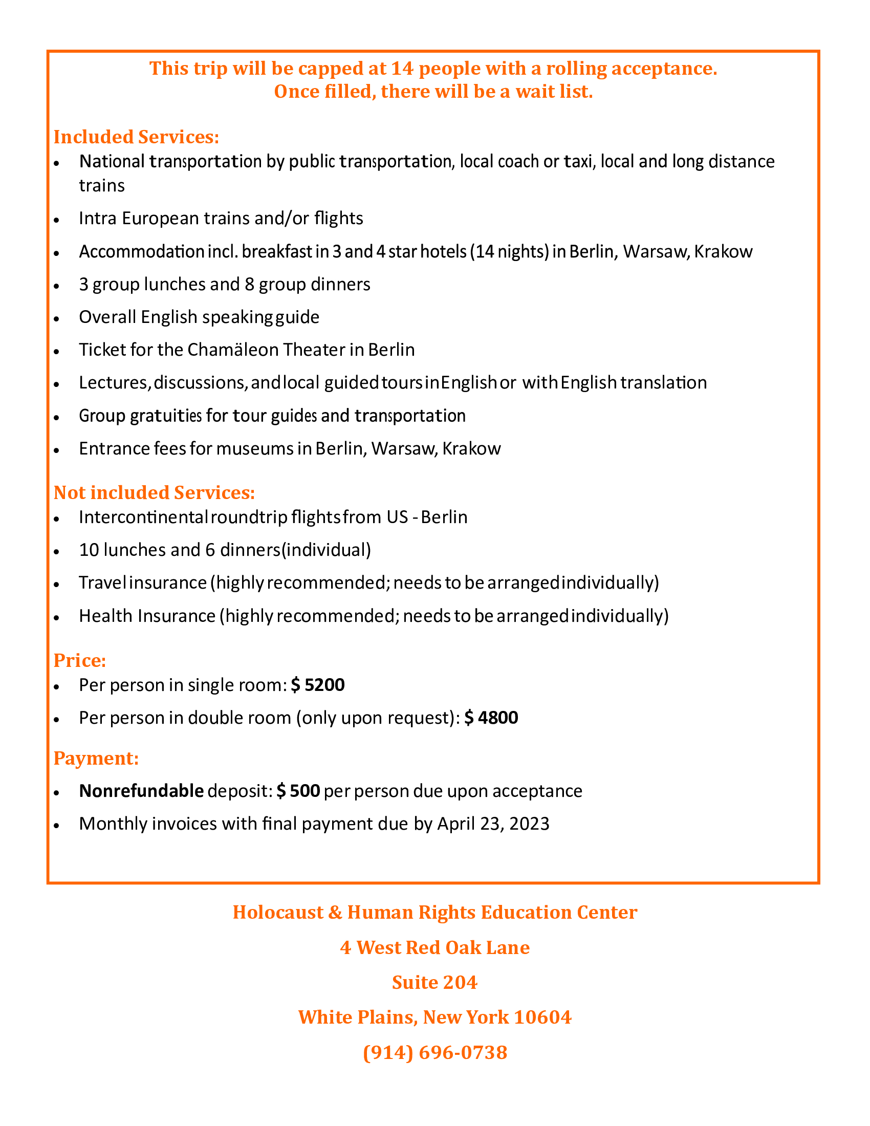 HHREC National Educators Trip Flyer 2023 pg 2 HHREC National Educators Trip Flyer 2023 pg 2