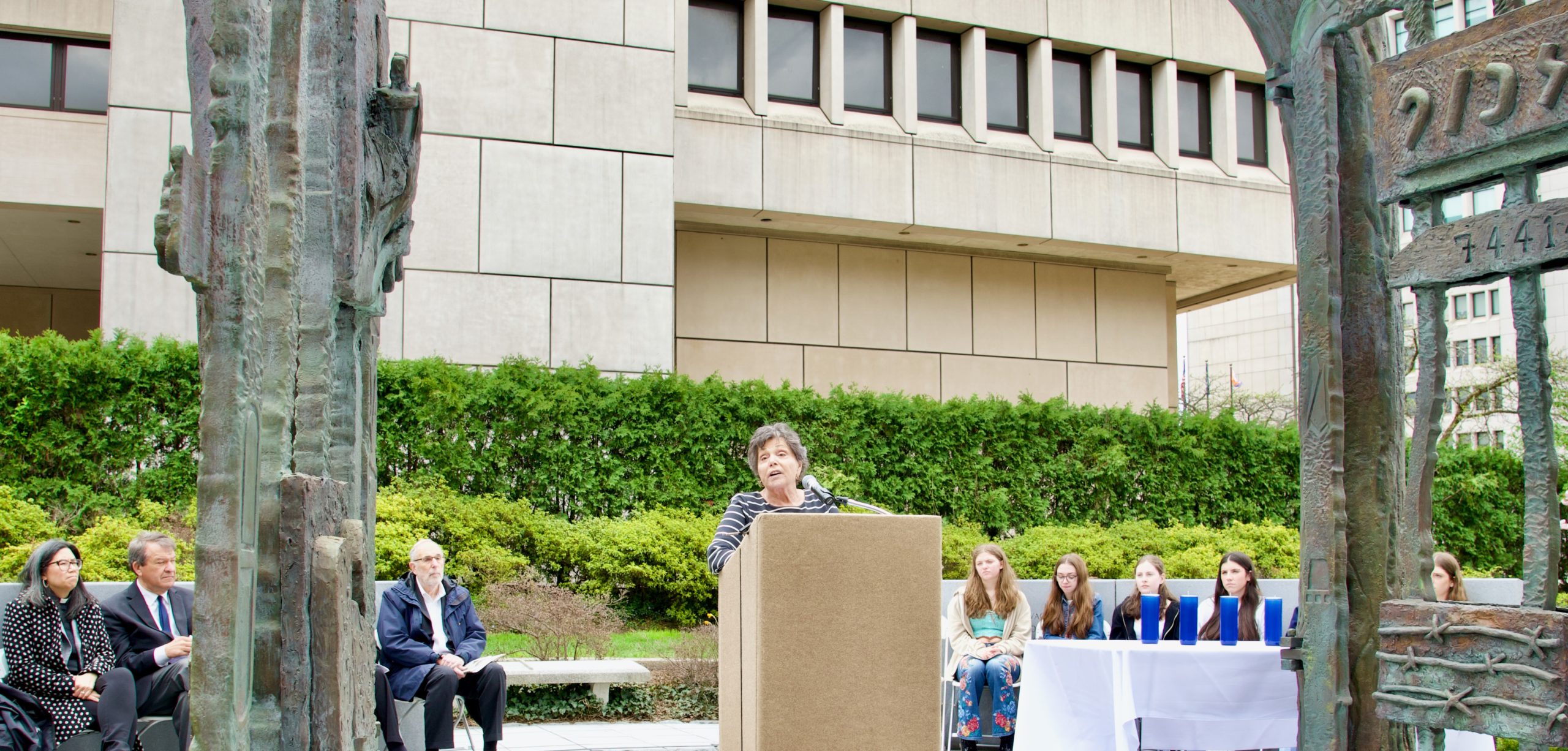 Y H 23 Aliza Erber Aliza Erber delivers keynote speech at 2023 Westchester Countywide Yom HaShoah Commemoration